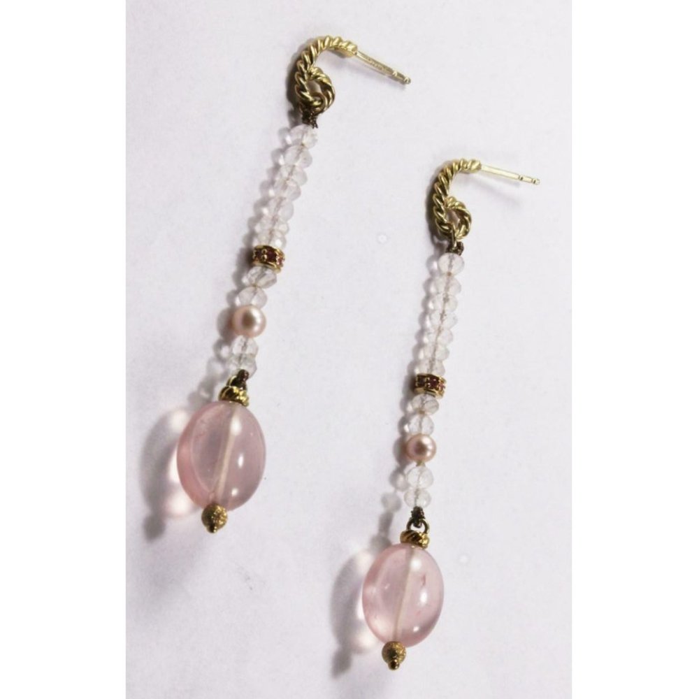 David Yurman 750 18k Gold Mixed Gemstone Tweejoux Long Drop Dangle Earrings